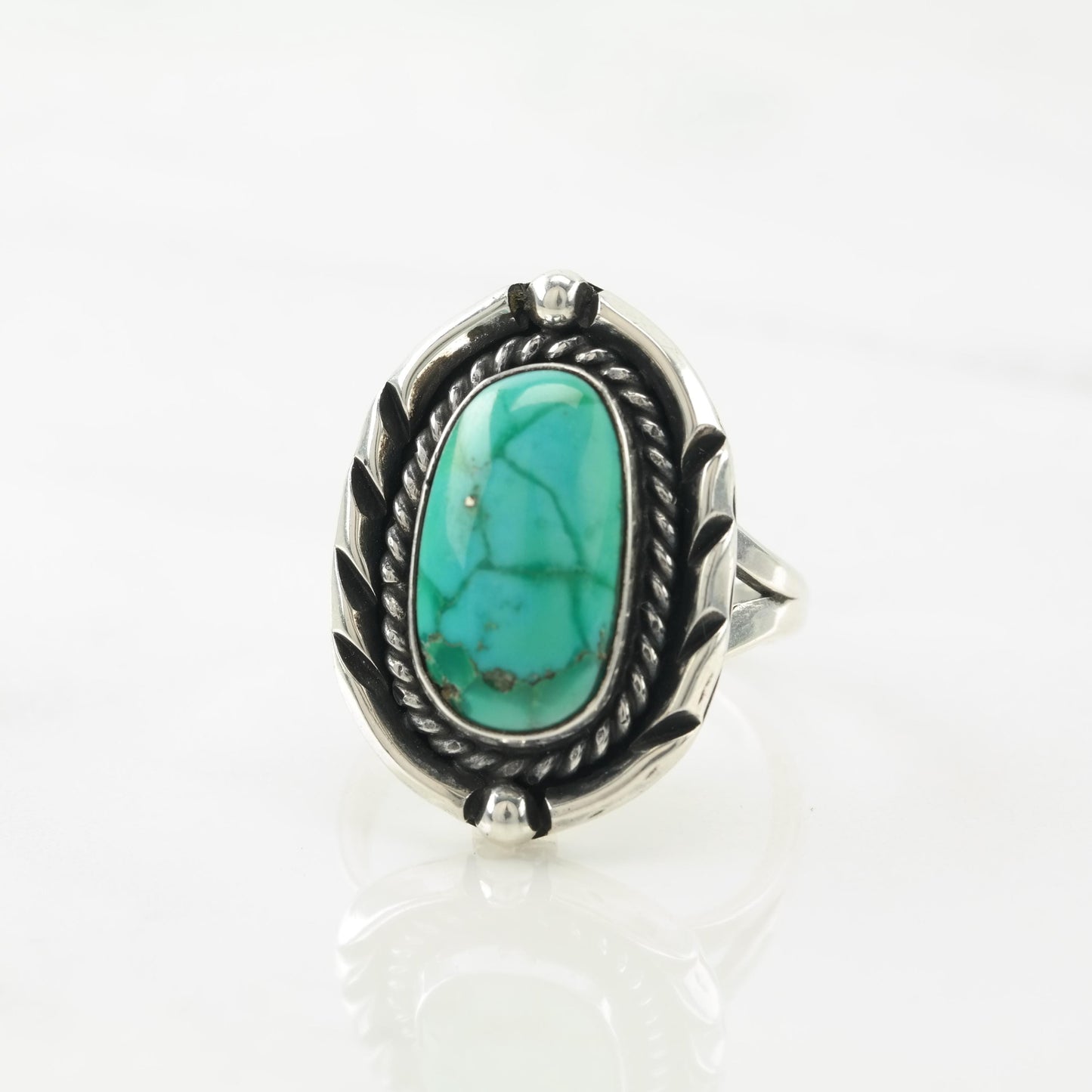 Vintage Southwest Turquoise Sterling Silver Ring Size 9 1/2