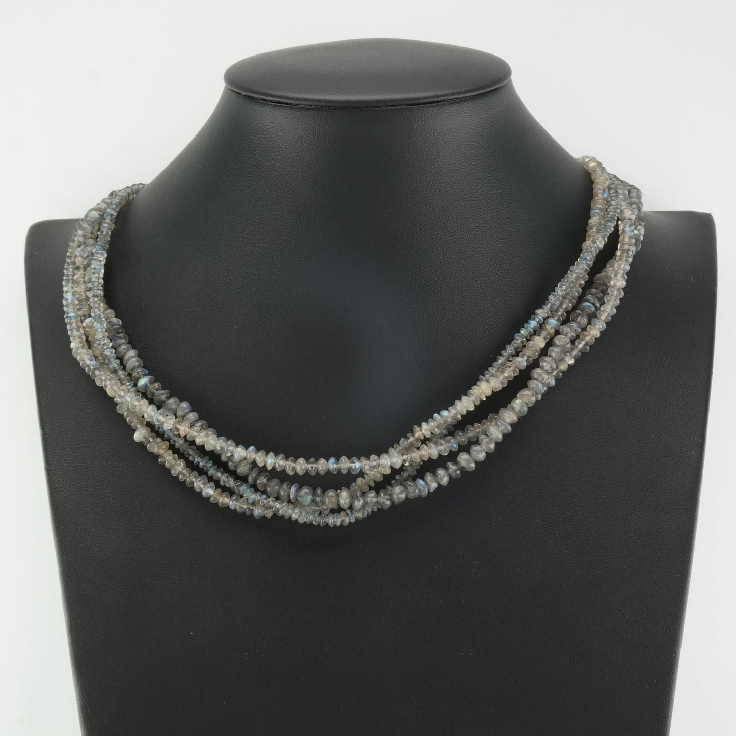 Vintage DTR Sterling Silver Labradorite Beaded 4 Strand Necklace