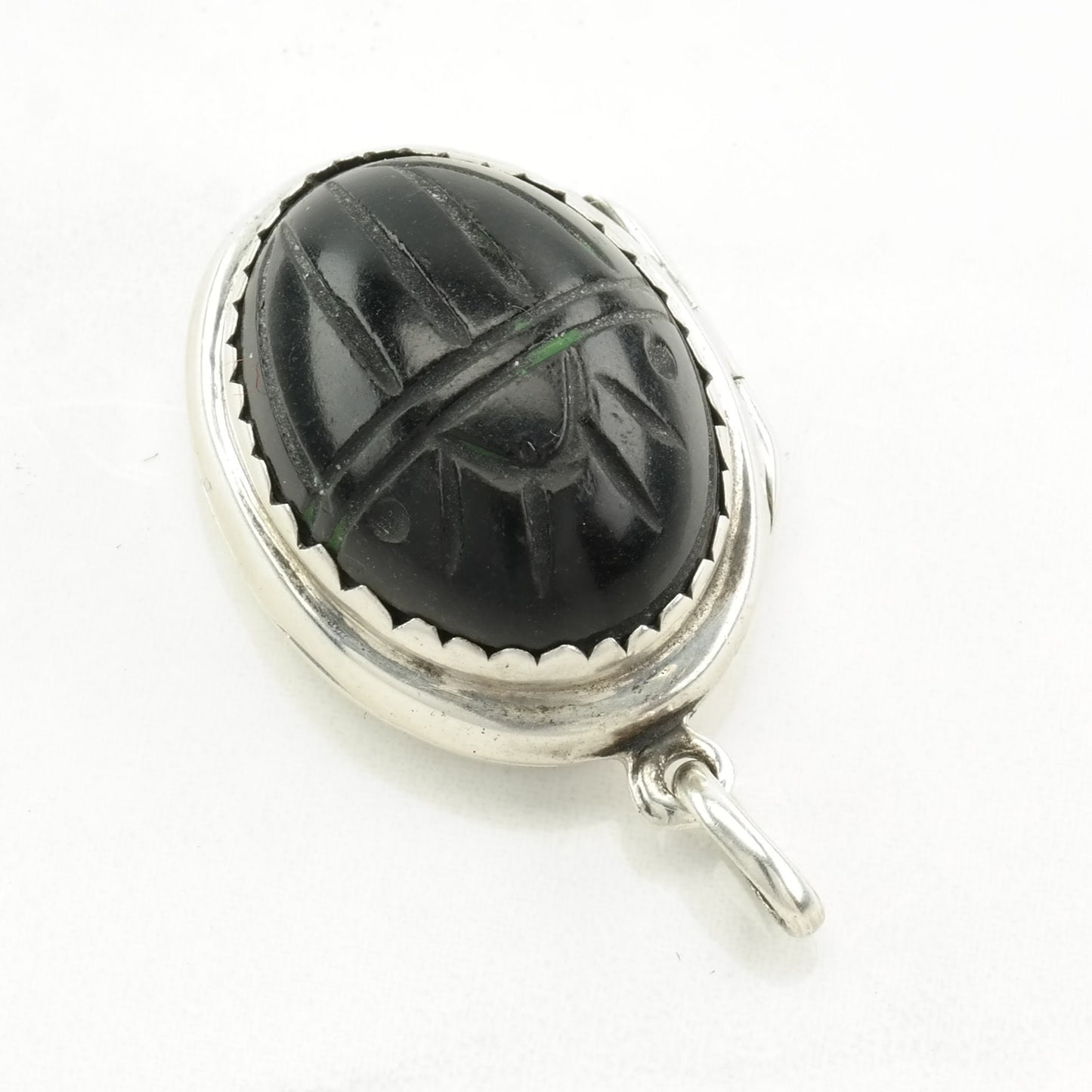 Vintage Choice of Carved Jet, Chrysocolla Sterling Silver Pendant