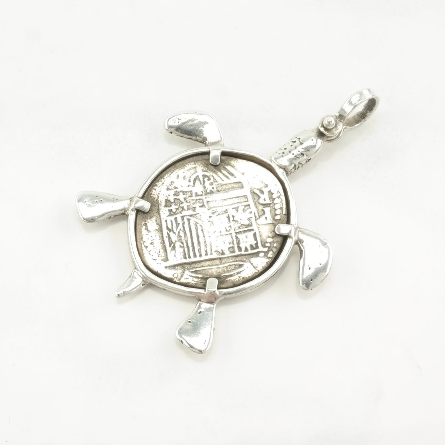 Vintage Turtle Crest, Coin Sterling Silver Pendant