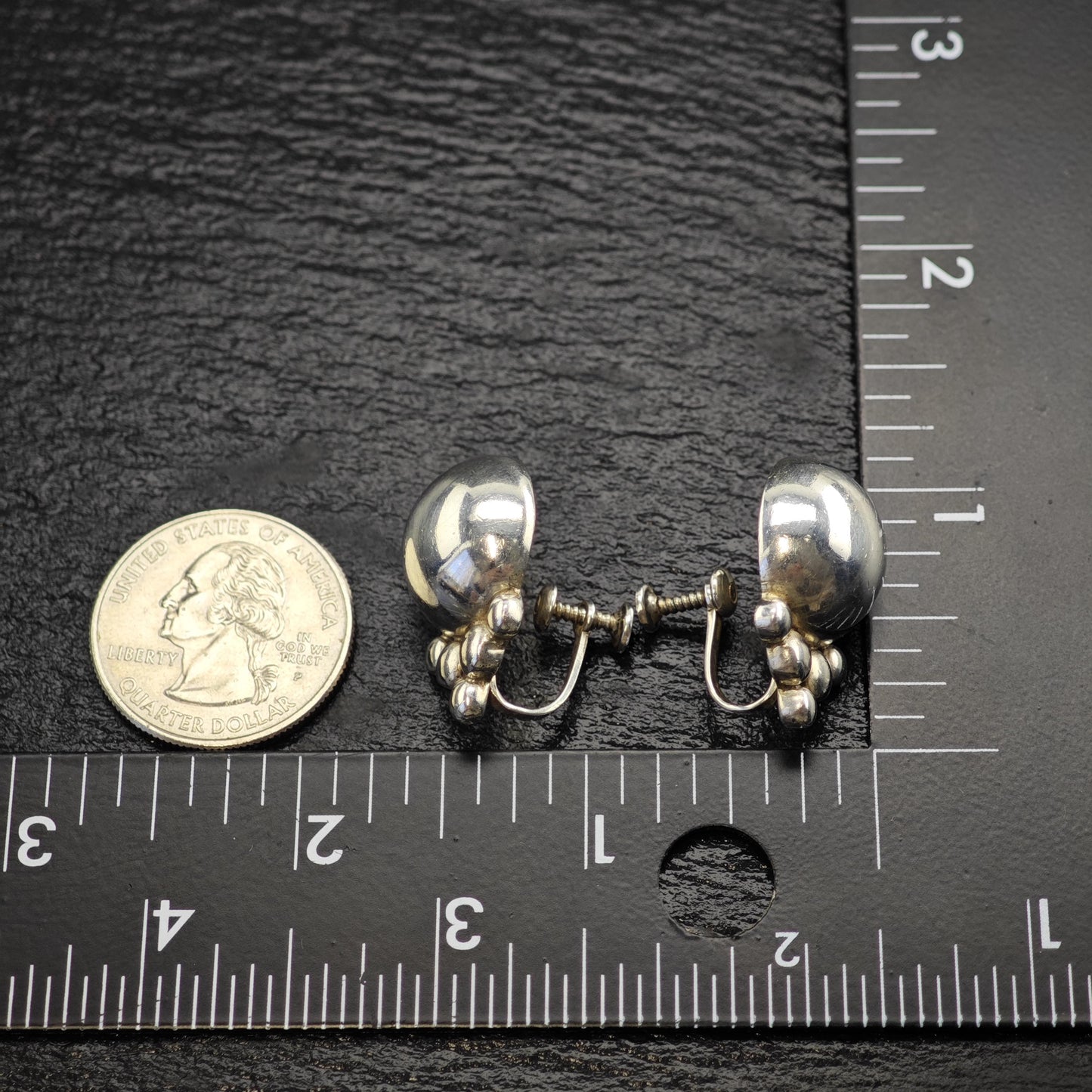 Margot De Taxco Modernist Sterling Silver Screw Back Earrings ER3112