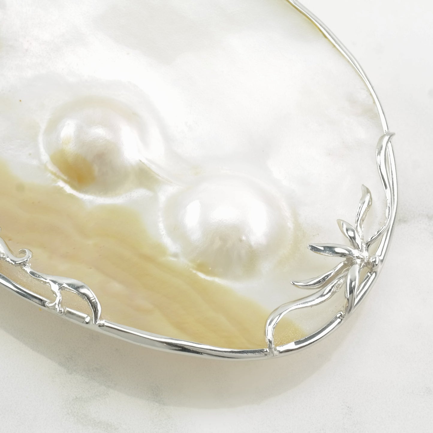 Vintage Modernist MOP, Reversible Shell, Huge Sterling Silver Pendant
