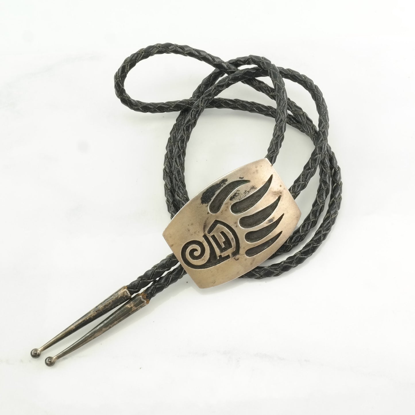 Vintage Hopi, Native American Sterling Silver Overlay Bear Claw Necklace