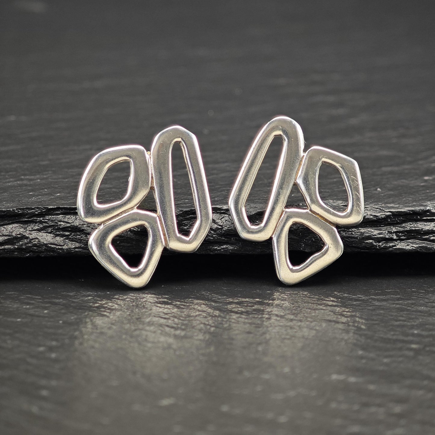 Vintage Zina Modernist, Abstract Stud Earrings Sterling Silver