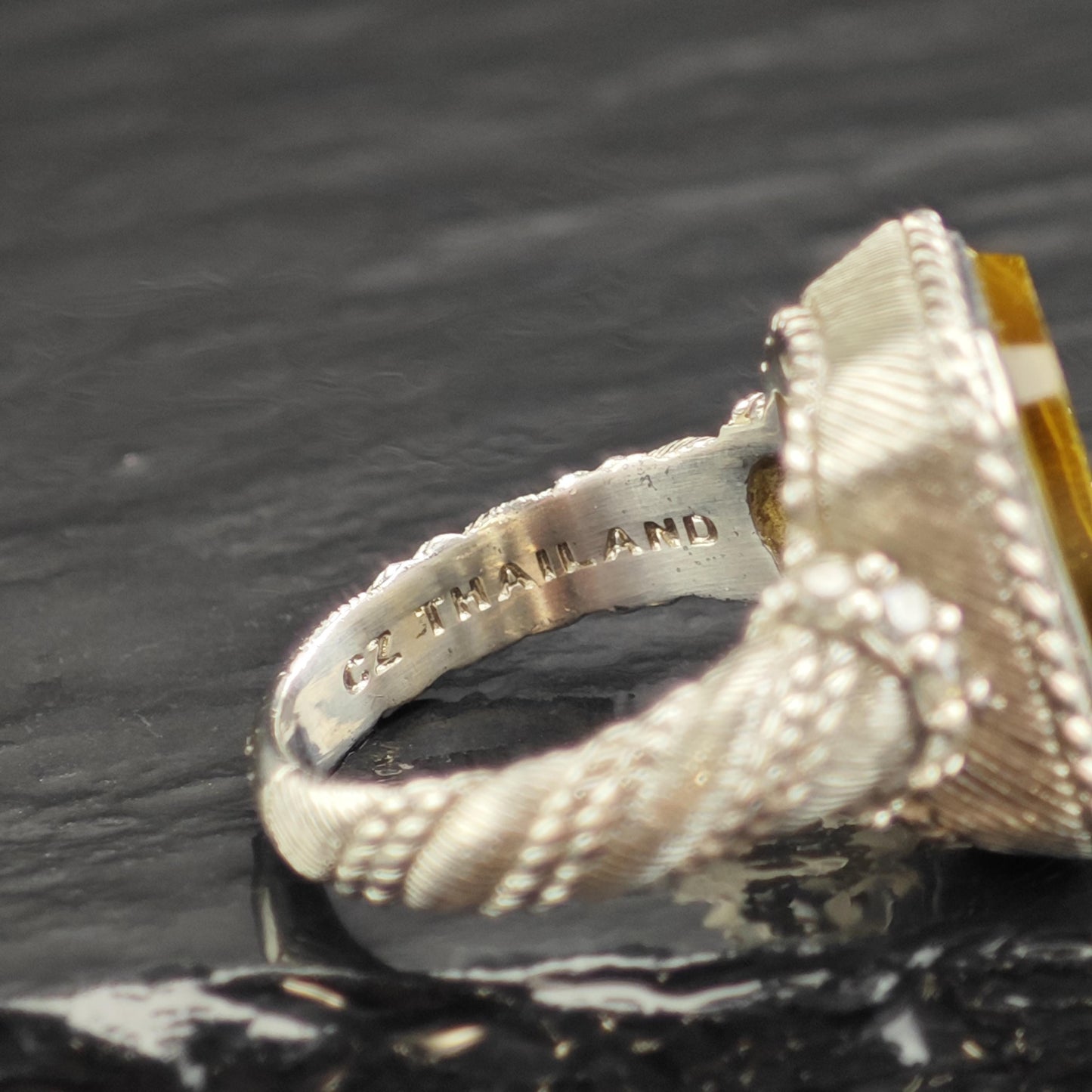 Vintage Judith Ripka Glass Intagilo Sterling Silver Ring Sz 6 R6595