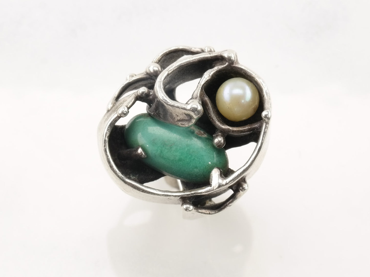 Vintage Sterling Silver Ring Turquoise Size 4 1/2