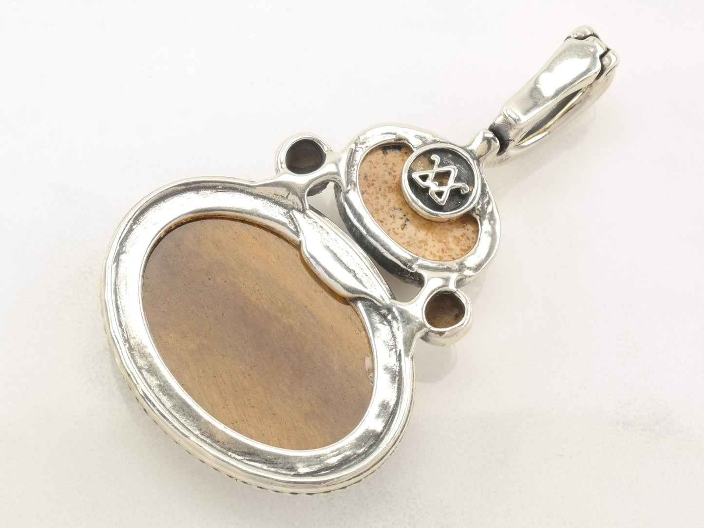 Vintage American West Tiger's Eye, Jasper Sterling Silver Pendant