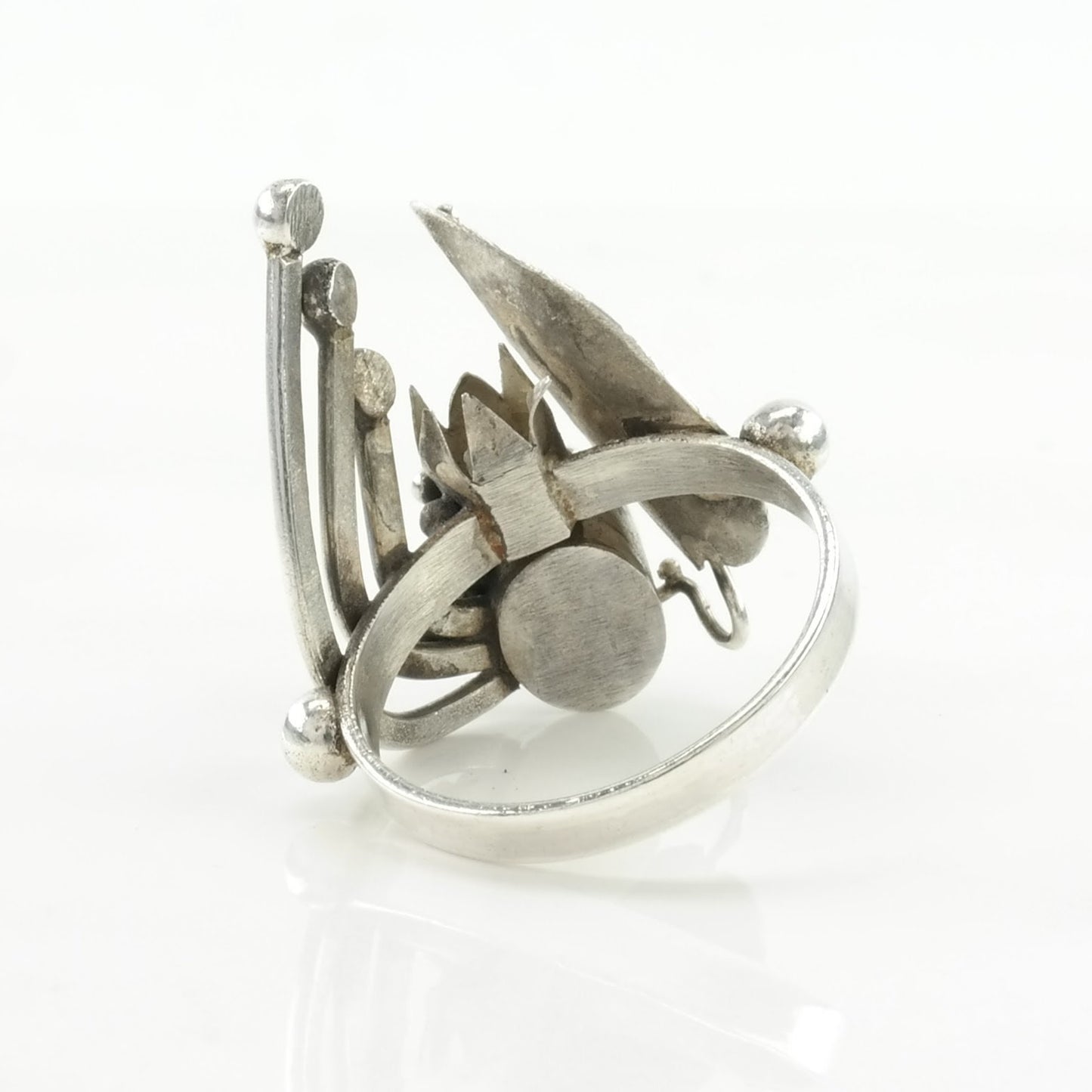 Vintage Sterling Silver Ring Amethyst Leaf Purple Size 6 3/4