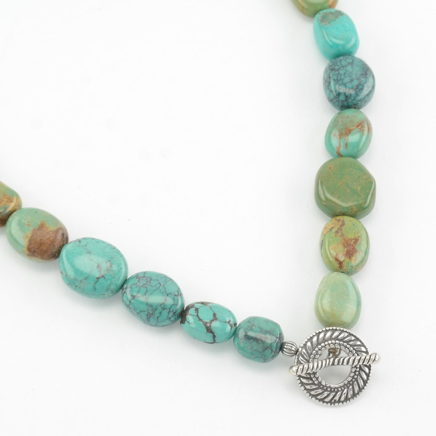 Vintage Relios Turquoise Bead Necklace Sterling Silver