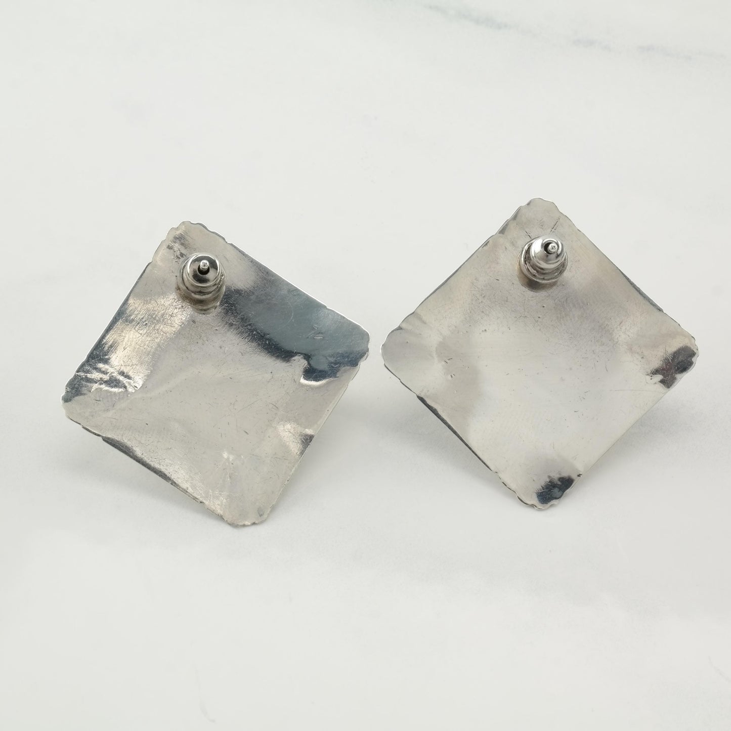 Vintage Inlay Sterling Silver Stud Earrings