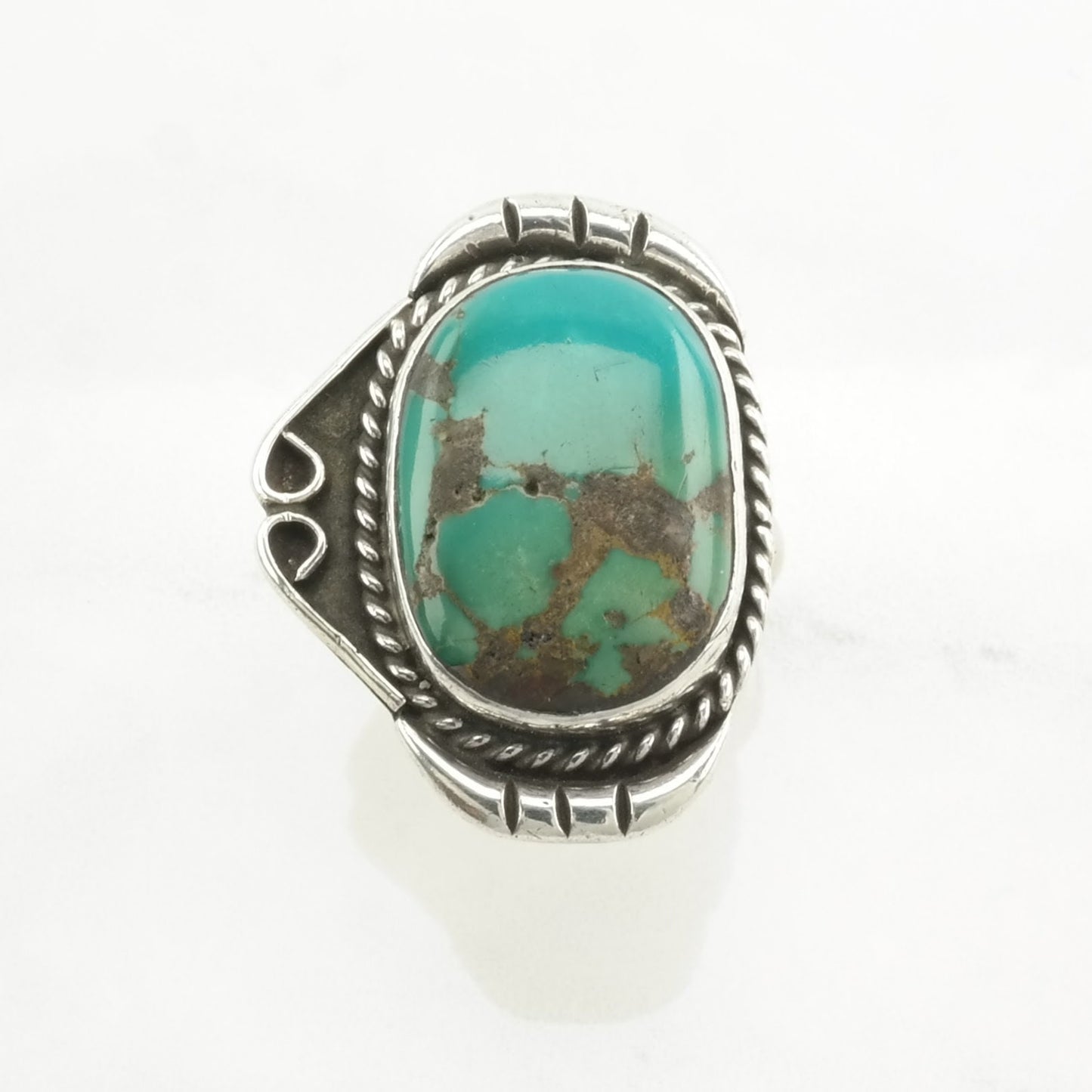 Vintage Southwest Silver Ring Turquoise Large Sterling Blue Size 8 1/2