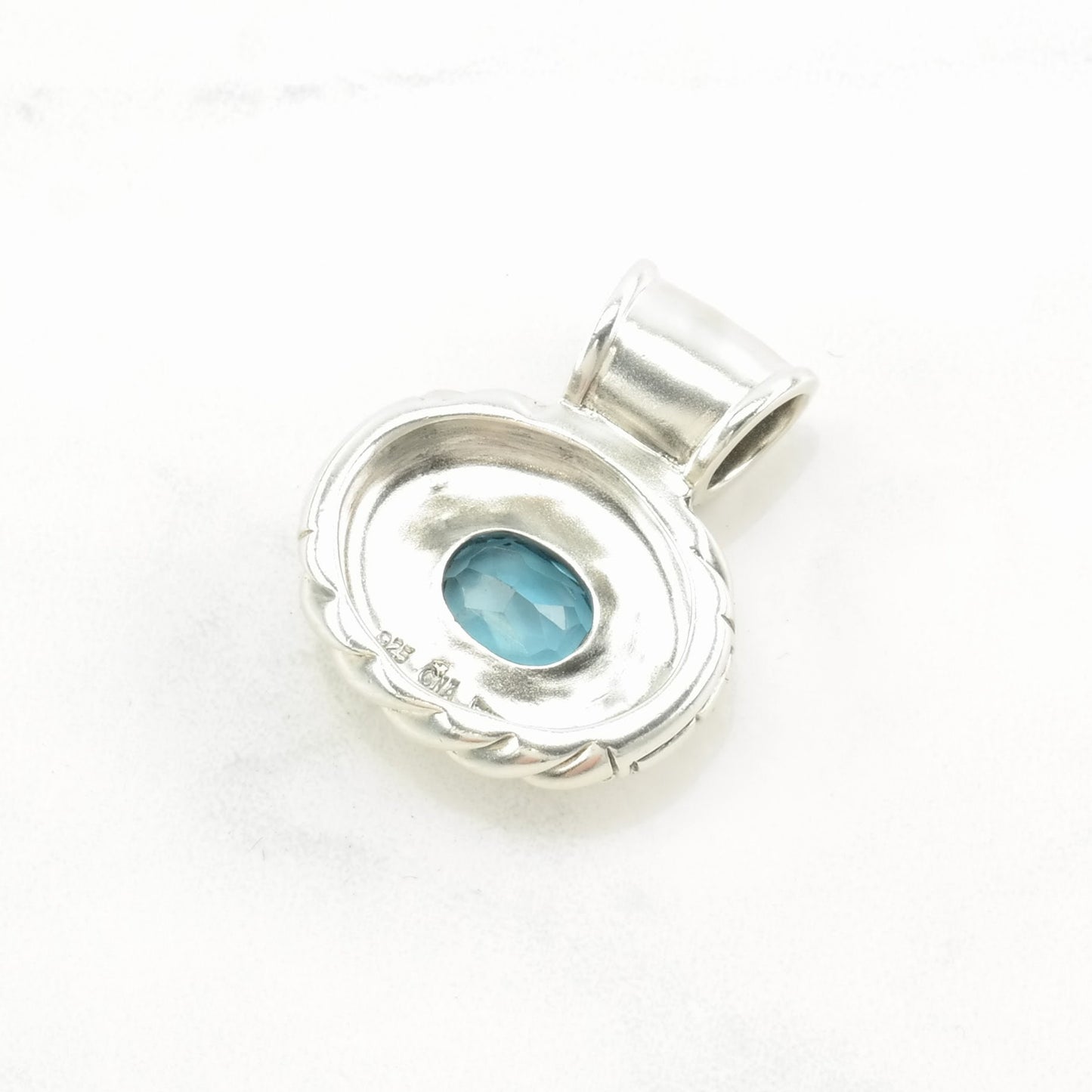 Vintage CNA Topaz Rope Sterling Silver Pendant