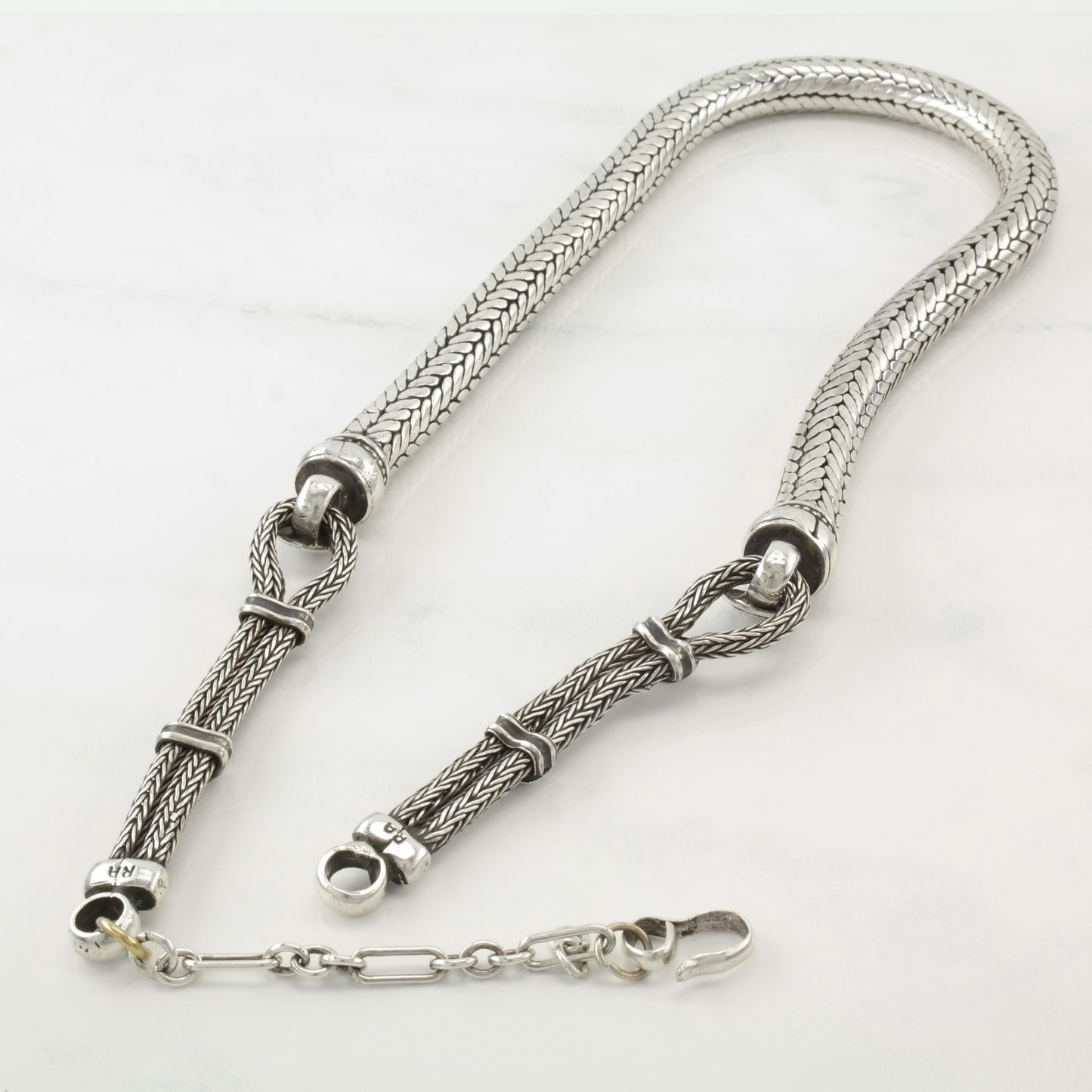 Vintage Rajasthan Floral Sterling Silver 8mm Necklace
