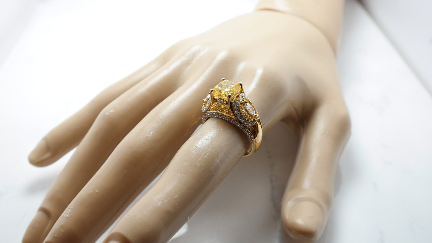 Vintage Sterling Silver Ring CZ Gold Plated Size 7