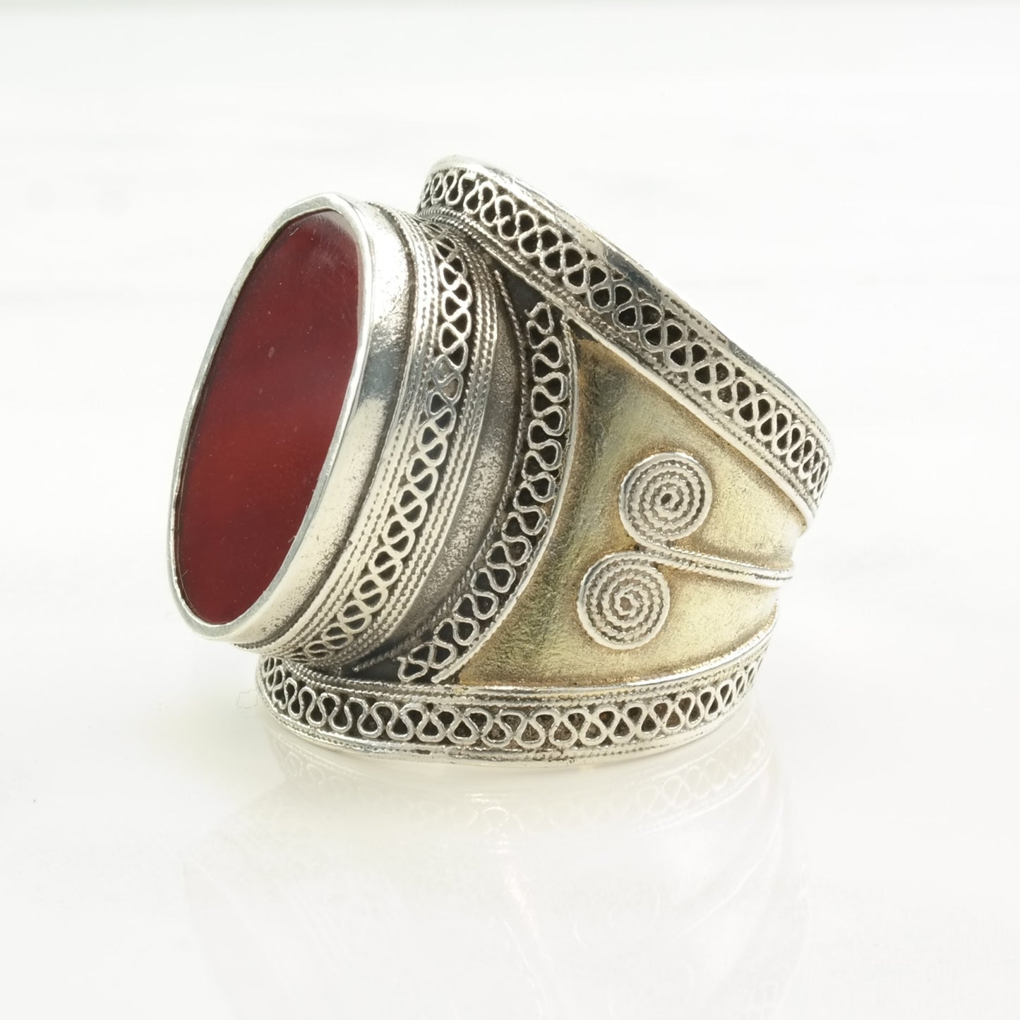 Vintage Sterling Silver Ring Carnelian Size 10 1/2