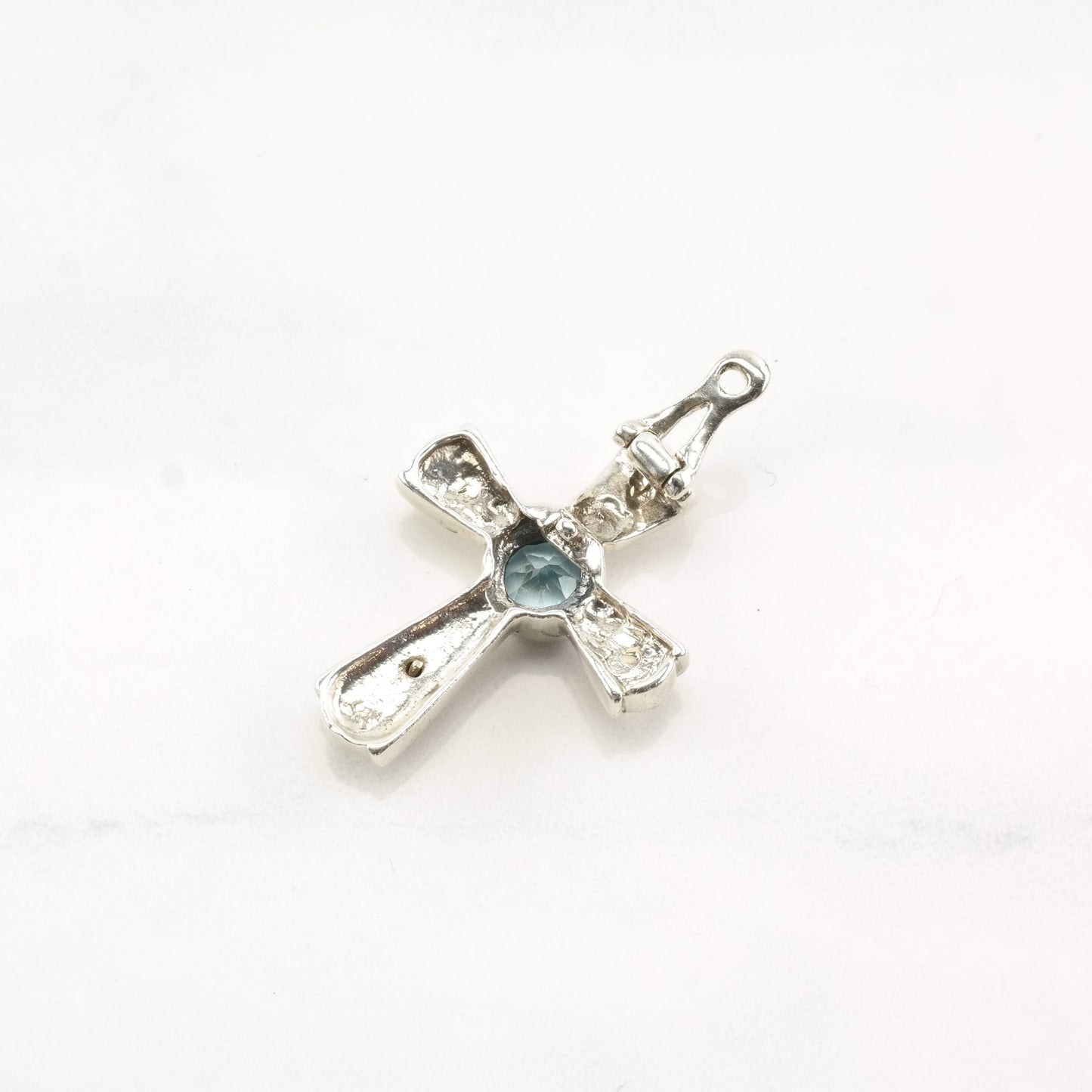 Vintage Topaz Cross 14k Gold Accent Sterling Silver Pendant