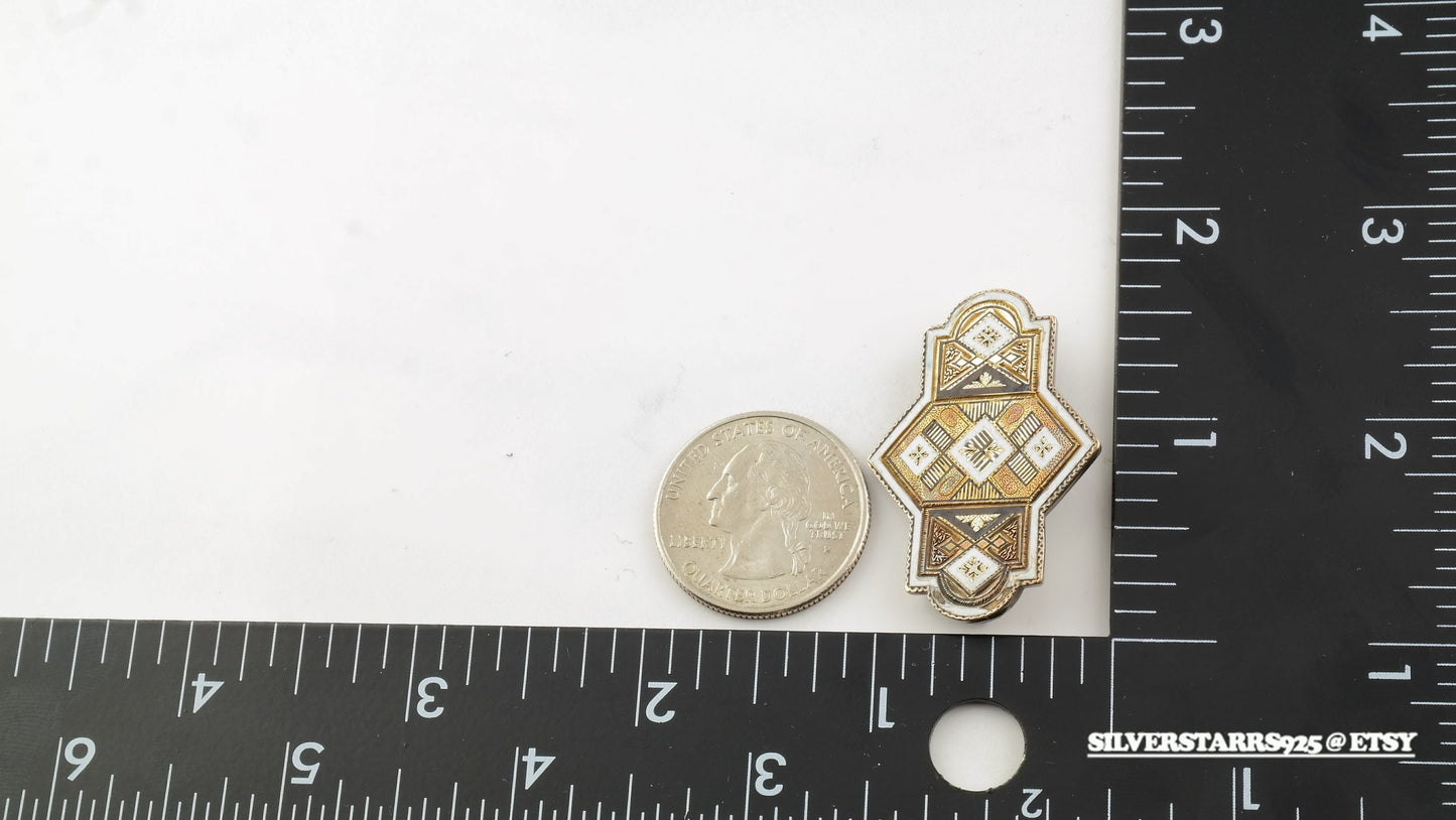 Victorian Sterling Silver Enamel Brooch Pendant B1353
