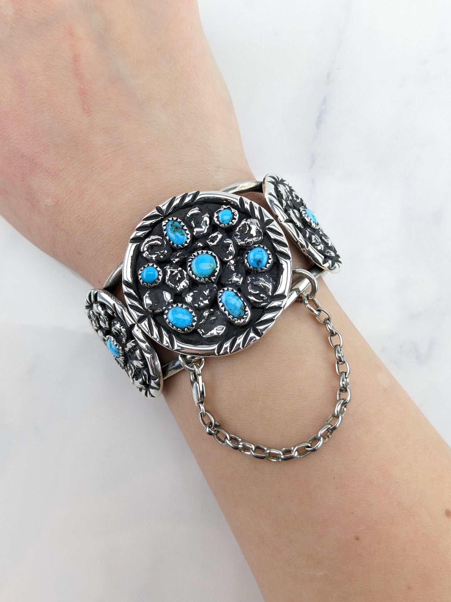 Navajo Turquoise Cuff Bracelet Sterling Silver