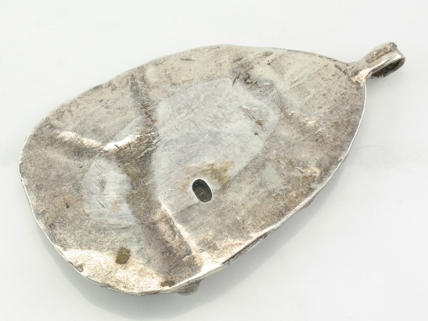 Brutalist Sterling Silver Pendant Turquoise P1995