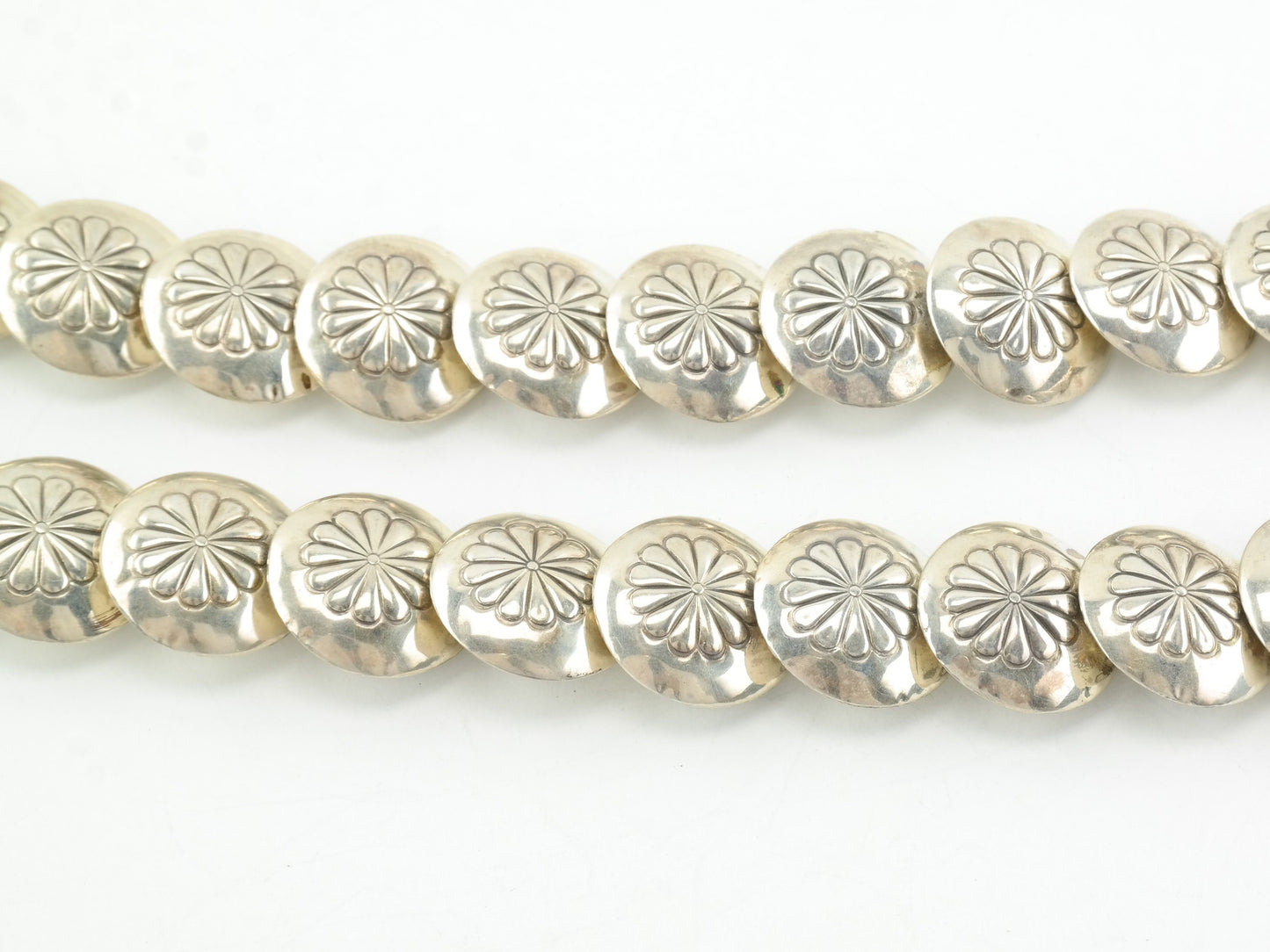 Native American Sterling Silver, Blue Turquoise, Reversible, Disc Bead Necklace