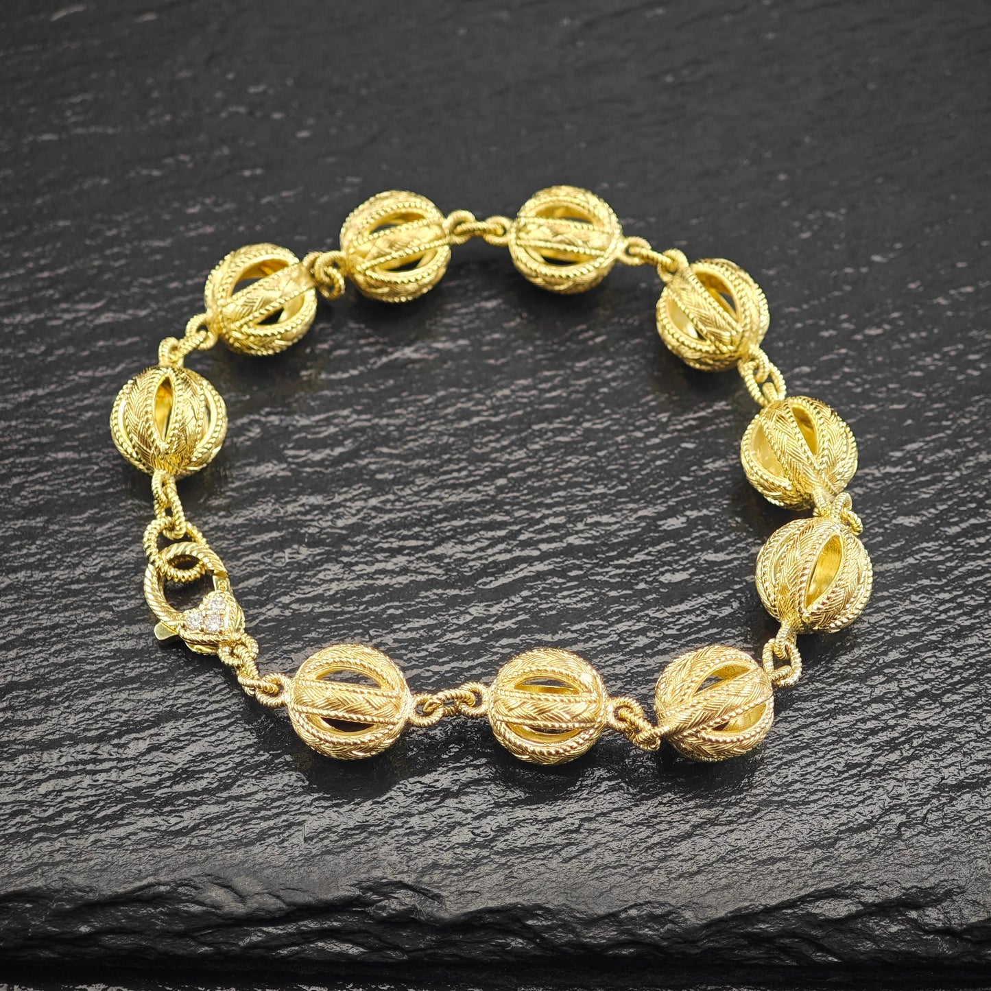 Judith Ripka Gold Tone Sphere Link Bracelet Sterling Silver
