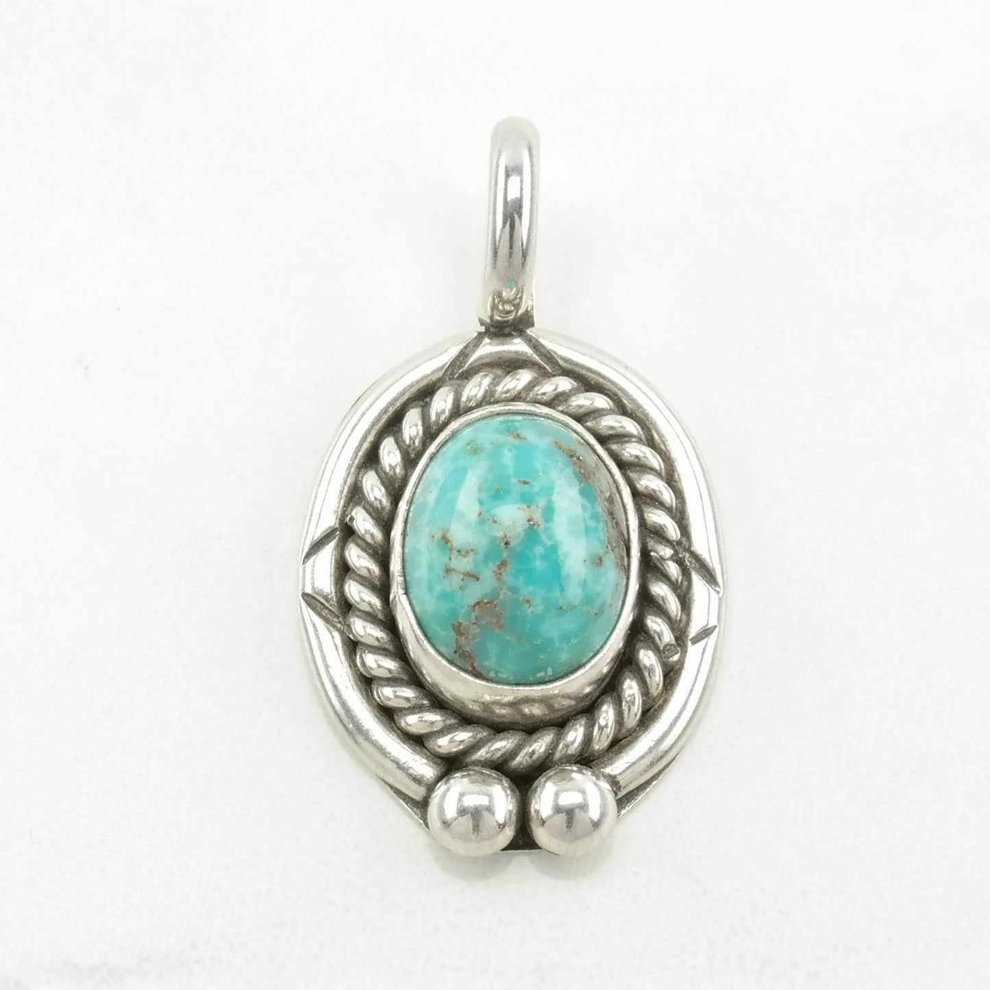Choice Native American Turquoise Pendant Sterling Silver