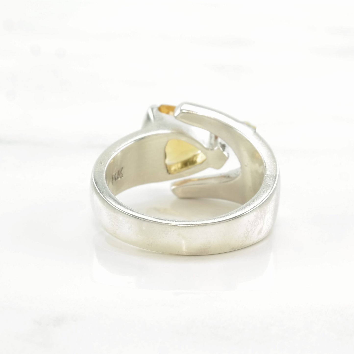 Vintage Sterling Silver Ring Citrine 14K Gold Accent Size 6