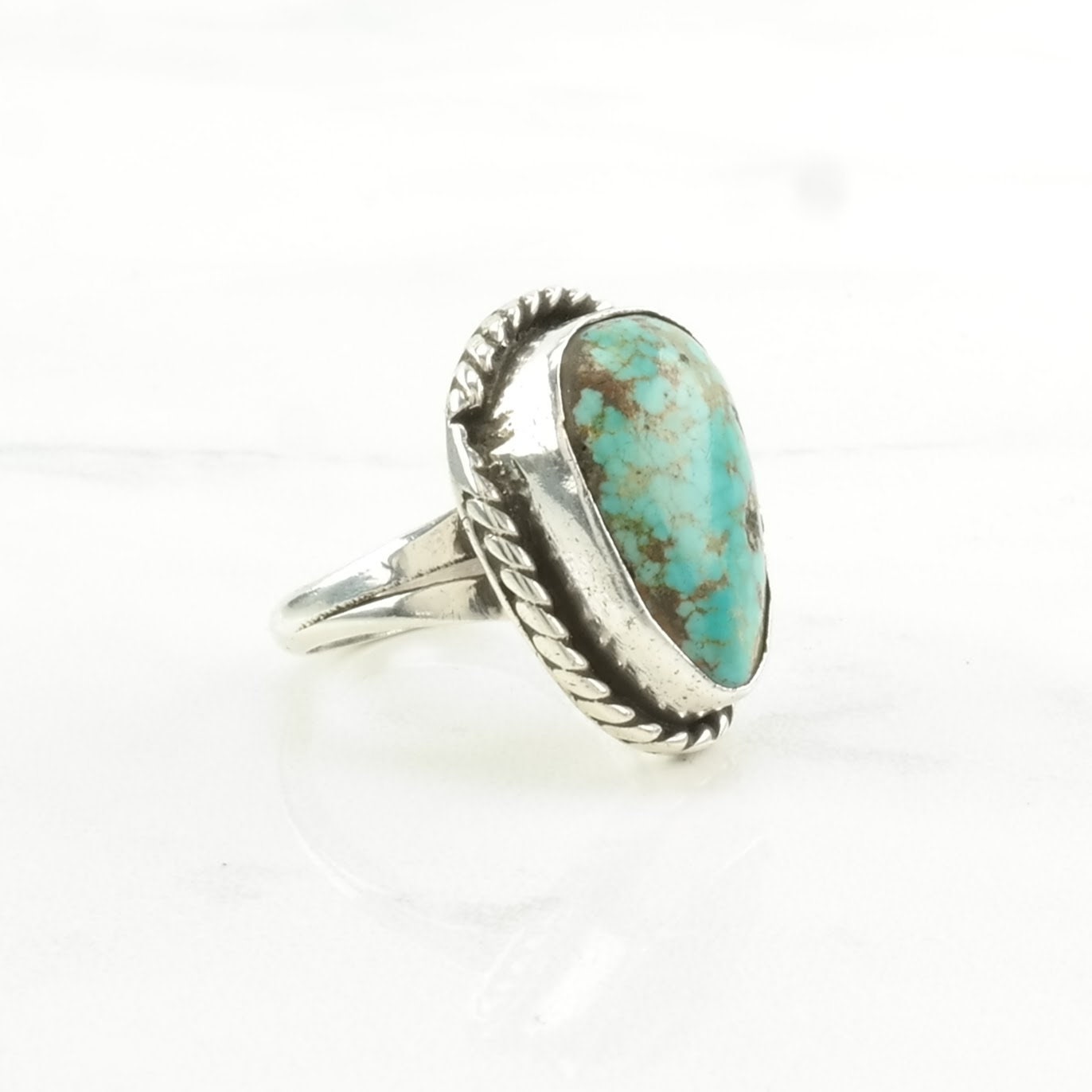 Vintage Sterling Silver Ring Turquoise Blue Size 5 3/4