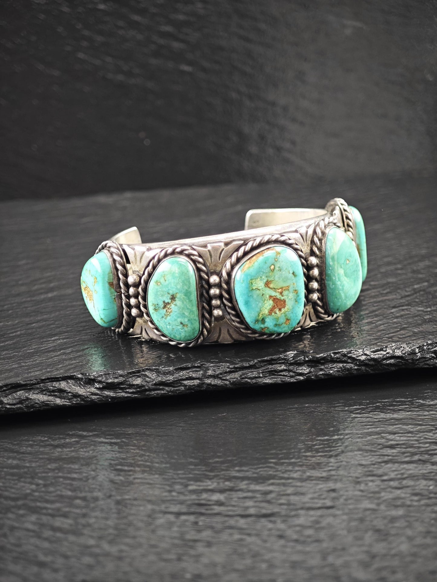 Heavy Native American, Royston Cuff Bracelet Sterling Silver