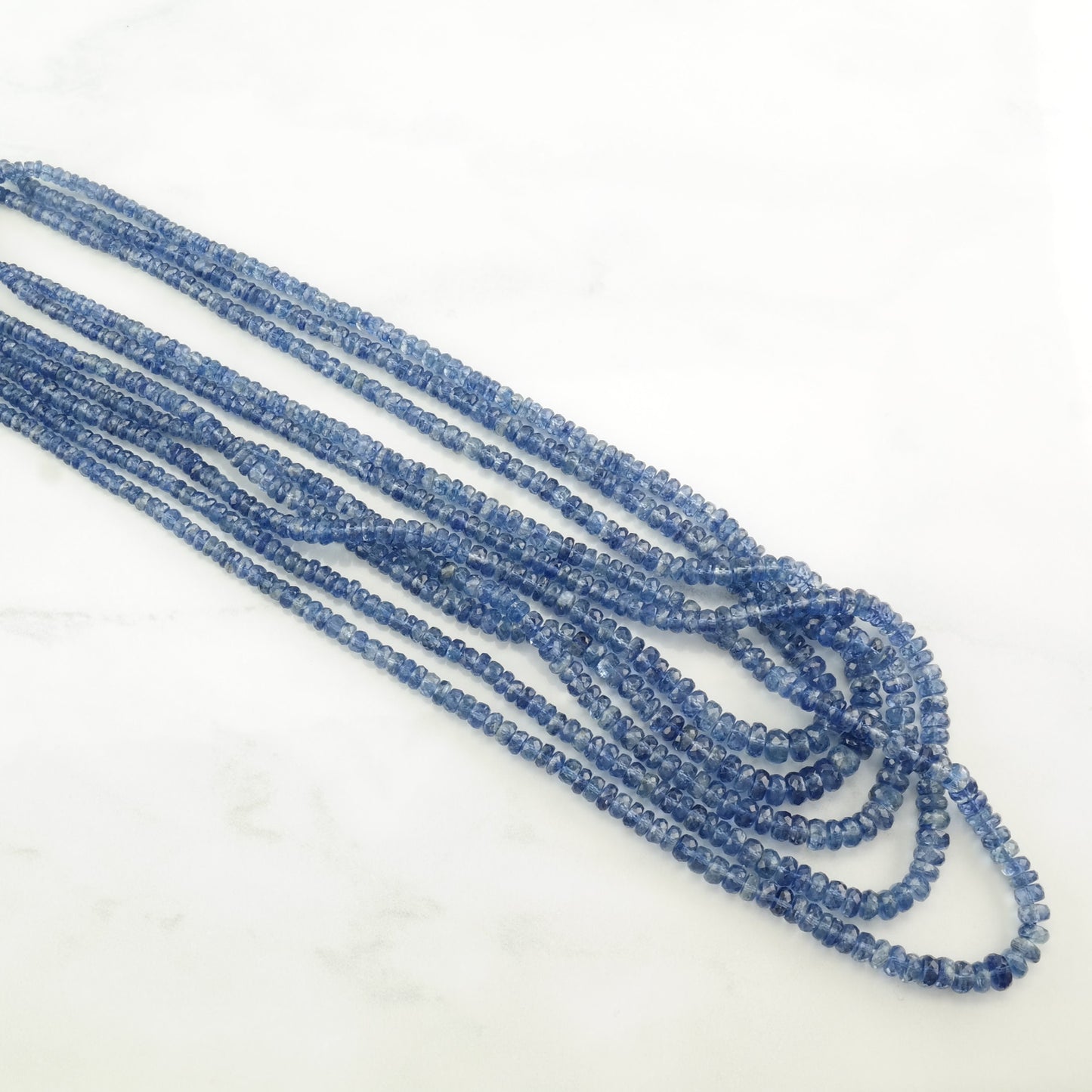 Vintage Blue 400 ctw, Sapphire 5 Strand, Adjustable Beads Necklace