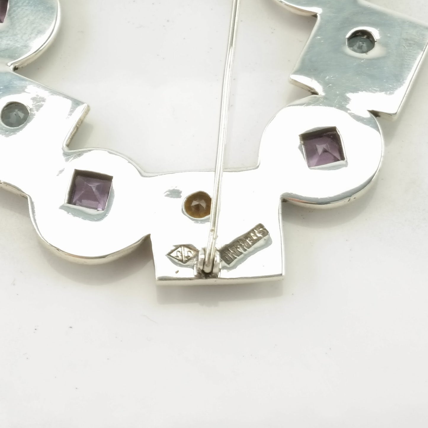Large Judith Jack Brooch Sterling Silver Amethyst Citrine Garnet B1897