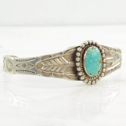 Sterling Silver Cuff Bracelet Blue #8 Turquoise Arrow