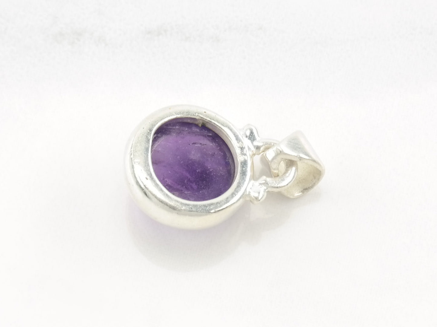 Vintage Modernist Amethyst Circle Sterling Silver Dainty Pendant