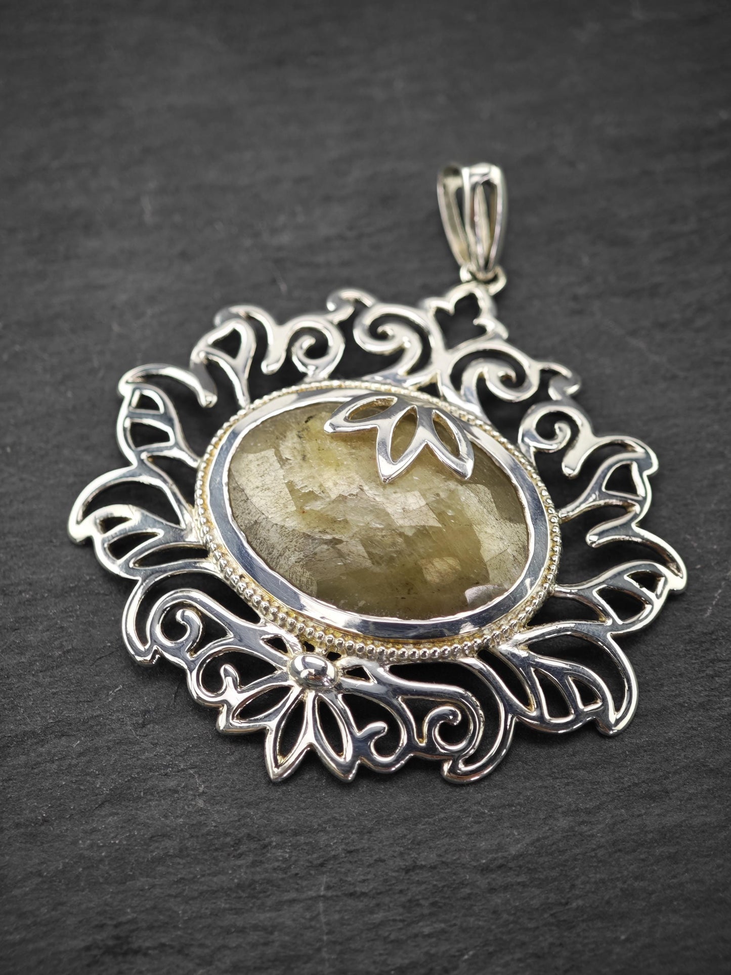 PTI Corundum Filigree Sterling Silver Pendant