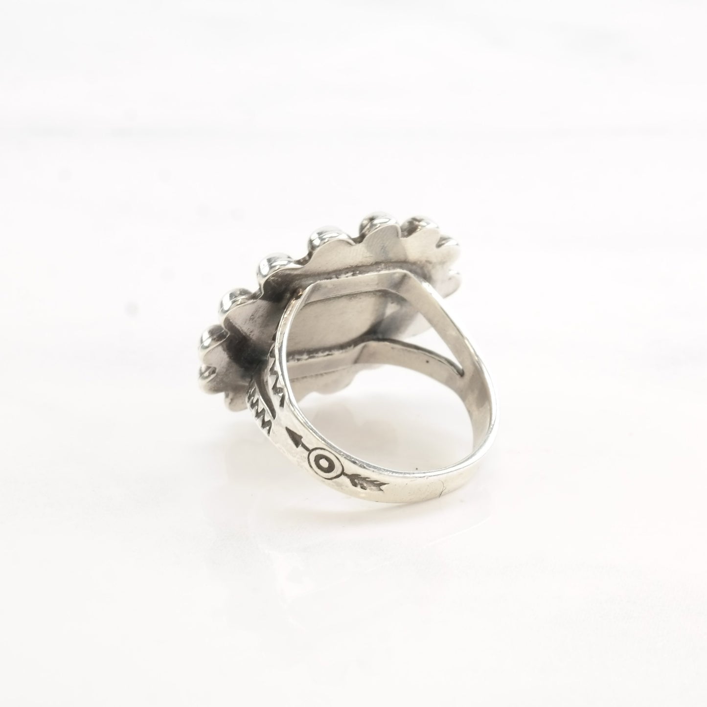 Vintage Fred Harvey Era Silver Ring Turquoise Circle Sterling Size 6 3/4