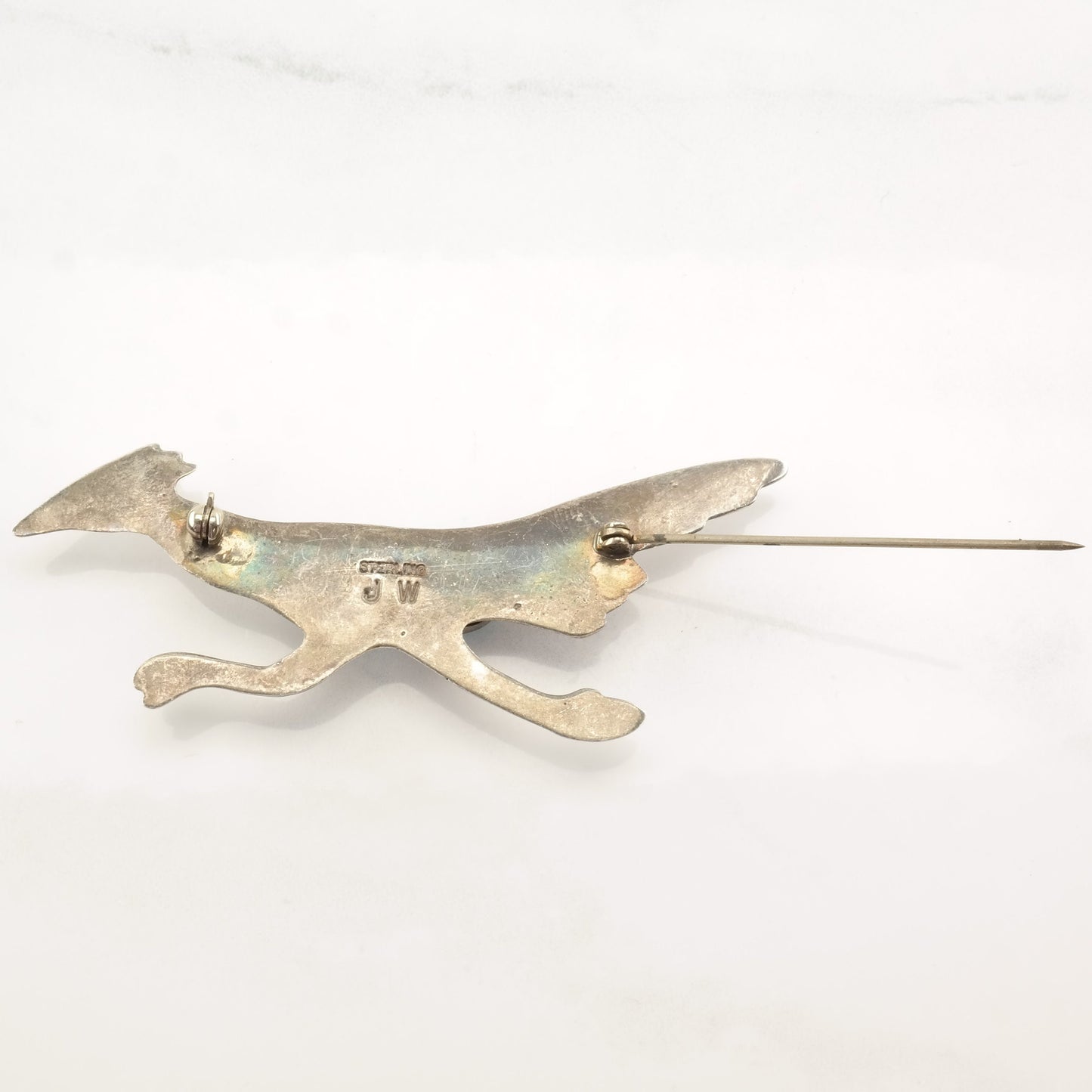 Native American Sterling Silver Brooch Bird Turquoise