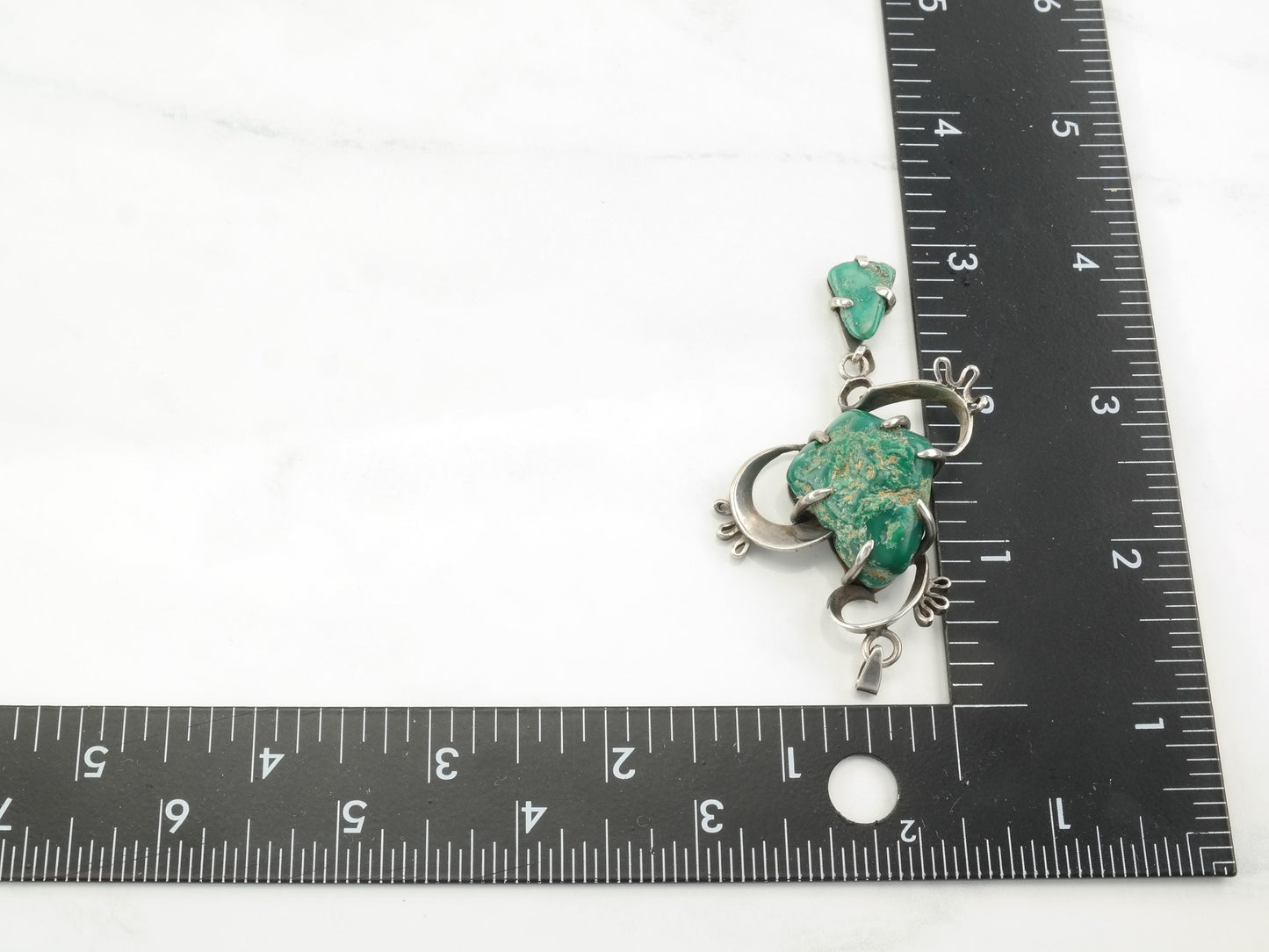 Vintage Turquoise Abstract Sterling Silver Pendant