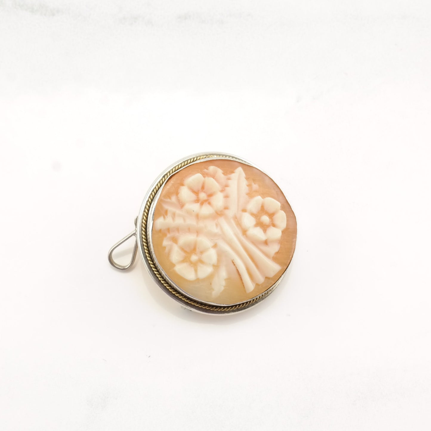 Sterling Silver Brooch Carved Cameo