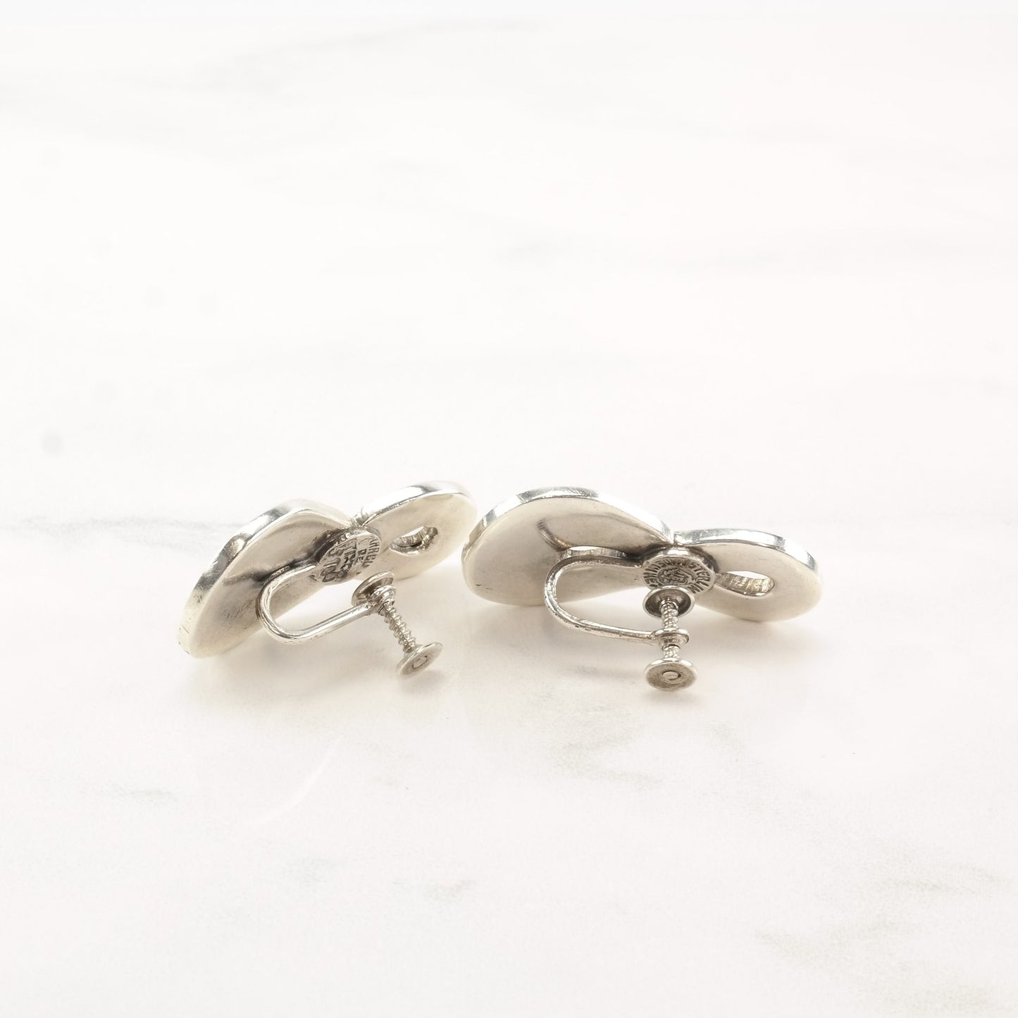 Margot de Taxco Infinity Earrings Screw back Sterling Silver