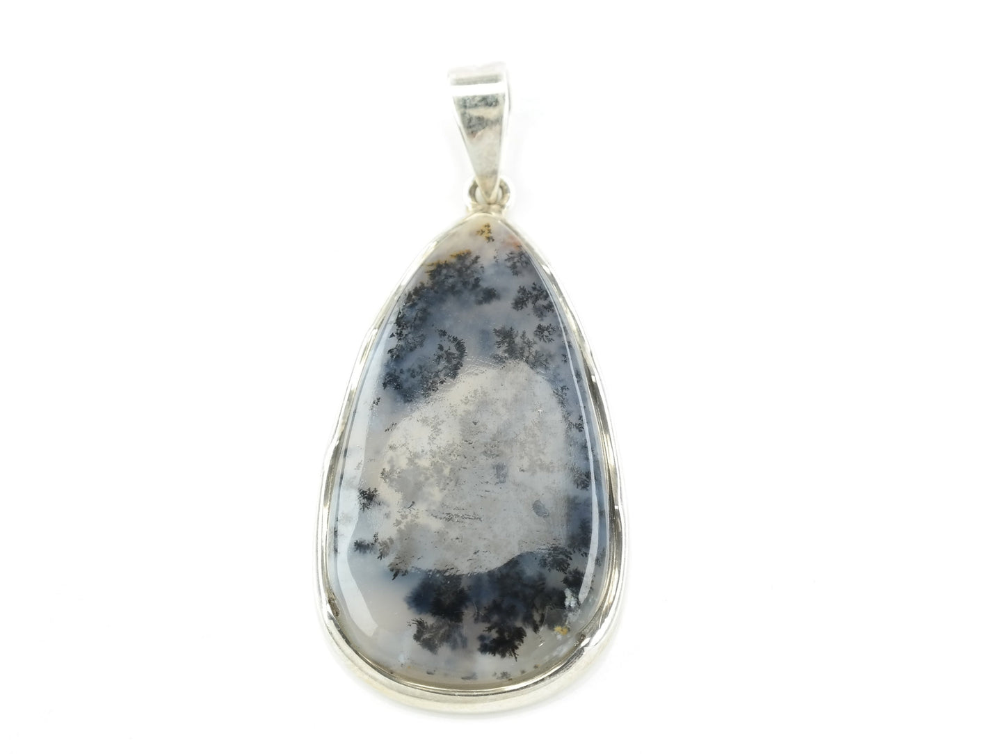 Dendritic Agate Oval Pendant Sterling Silver
