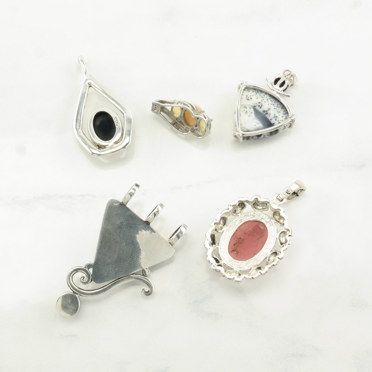 Vintage Choice Of Multi Gems Sterling Silver Pendant