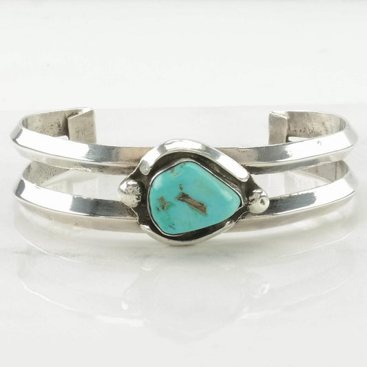 Southwest Sterling Silver Cuff Bracelet Blue Turquoise