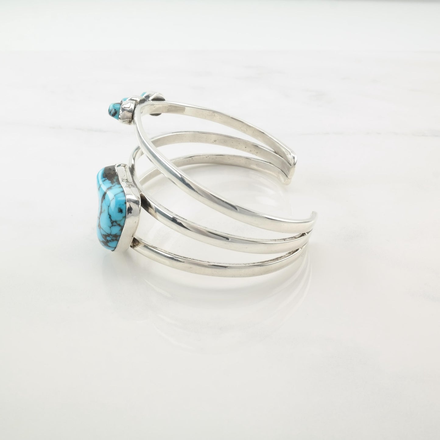 Southwest Kingman Turquoise Cuff Bracelet Sterling Silver Modernist