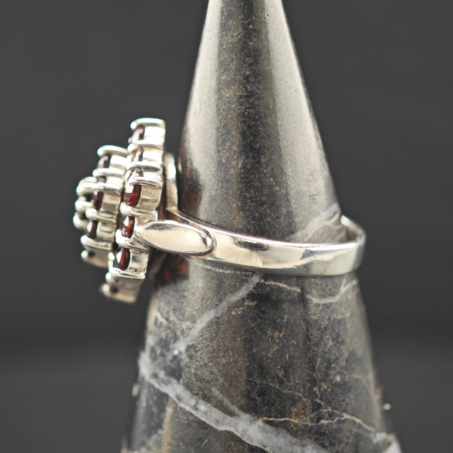 CNA Garnet Floral Ring Sterling Silver