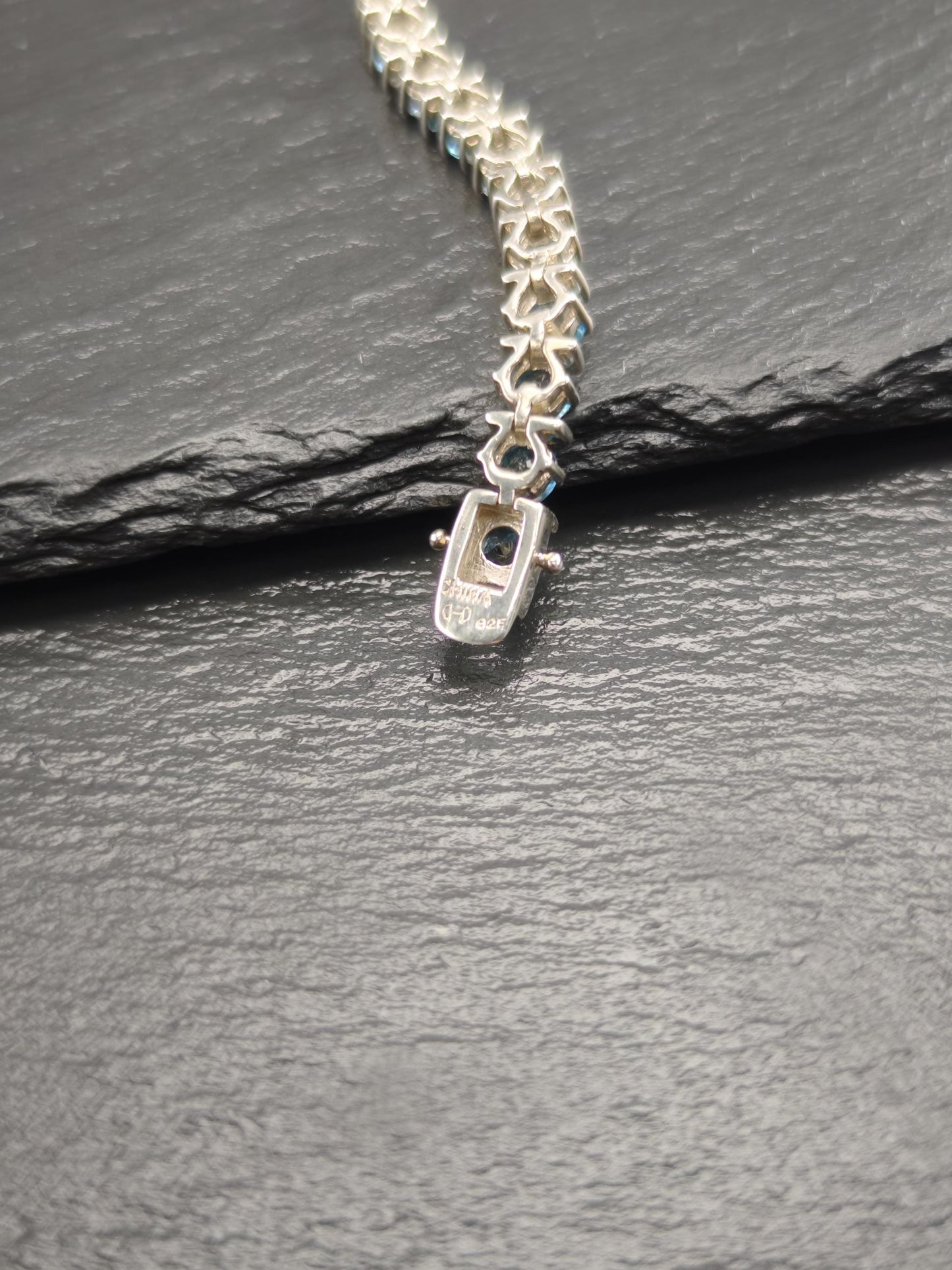 Vintage 5mm London Blue Topaz 13ctw Line Bracelet Sterling Silver