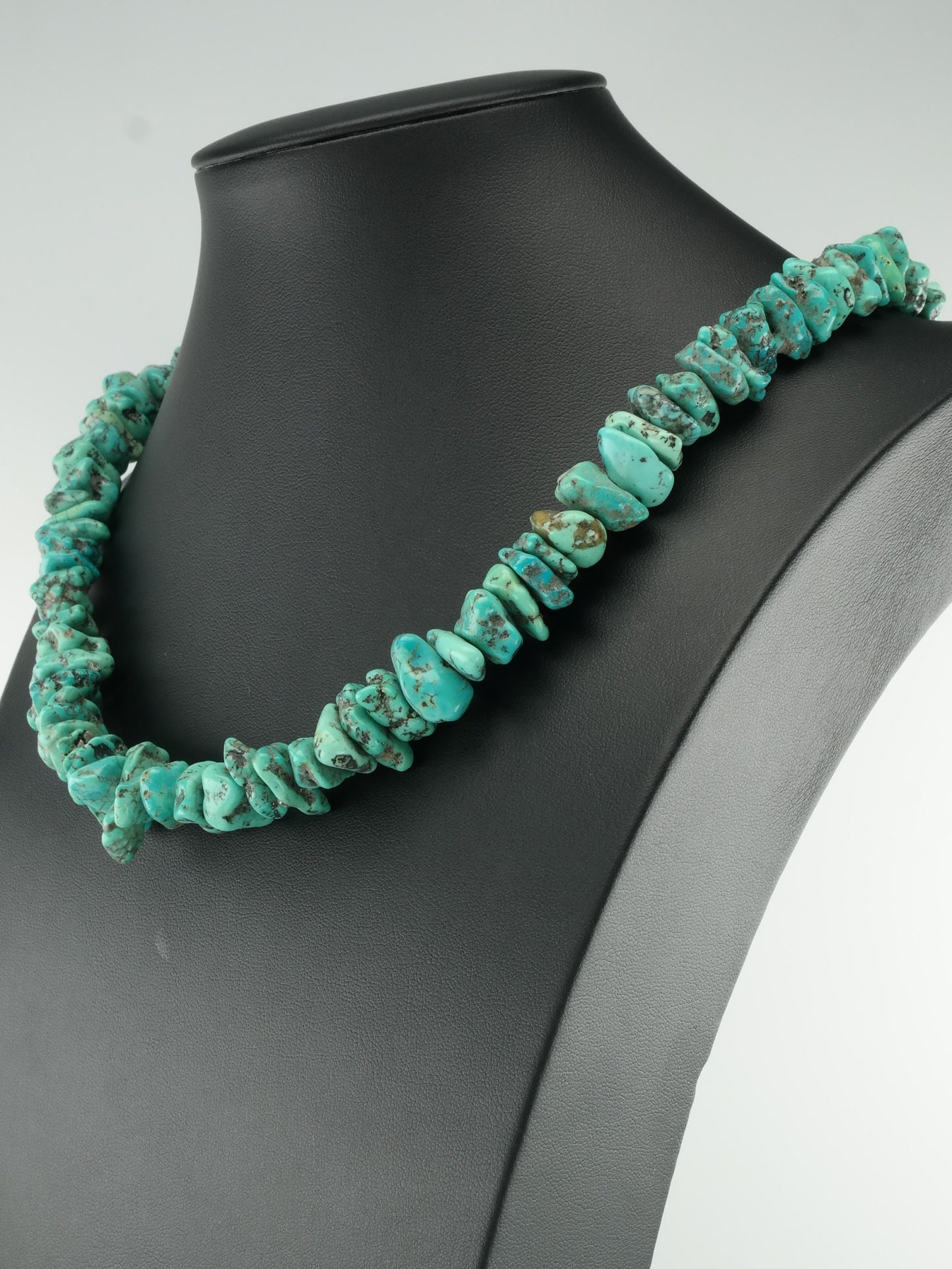 500ct Kingman Turquoise Nugget Necklace Sterling Silver