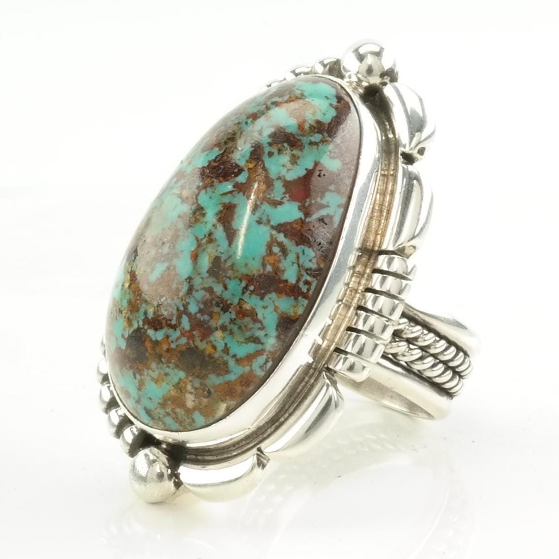 Vintage Native American Silver Ring Turquoise Sterling Blue Size 7