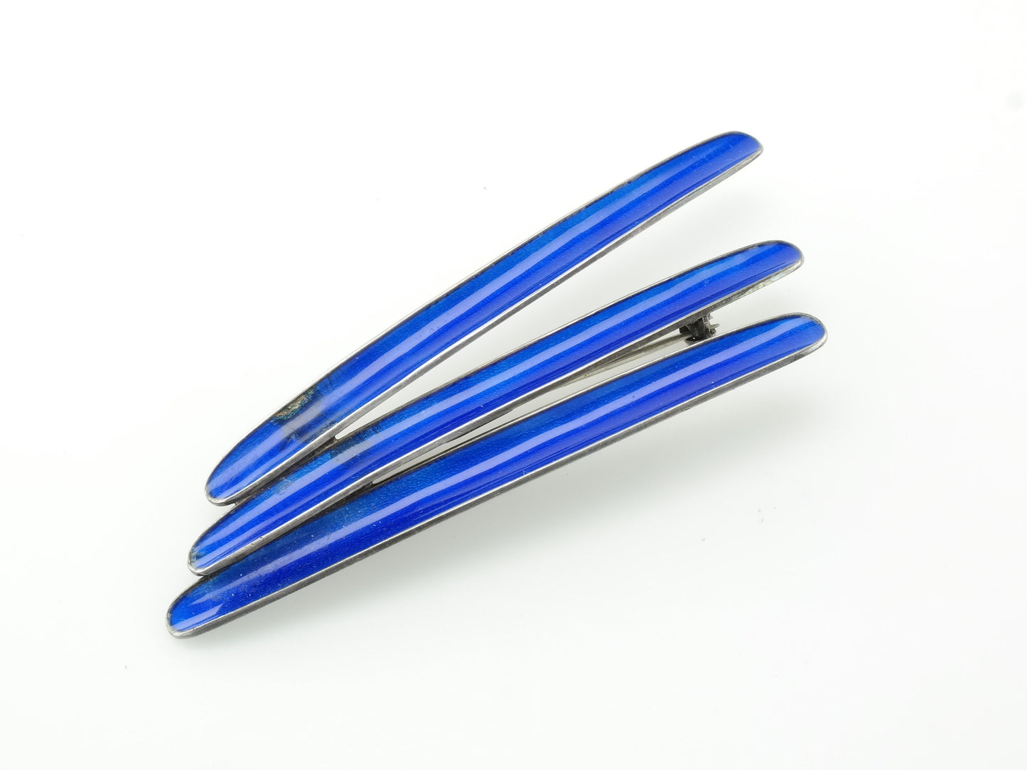 Blue Brooch Modernist Enamel Sterling Silver