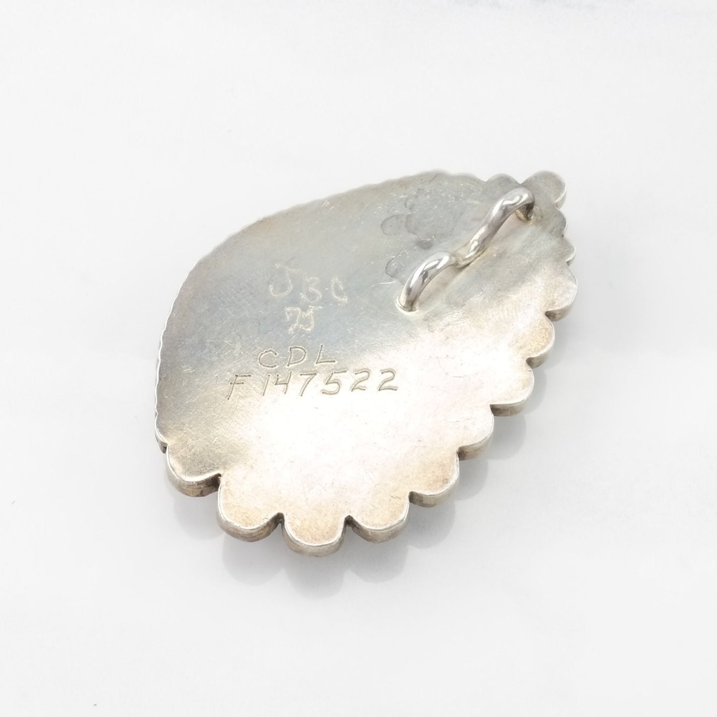 Vintage Native American Turquoise Spiderweb Sterling Silver Pendant