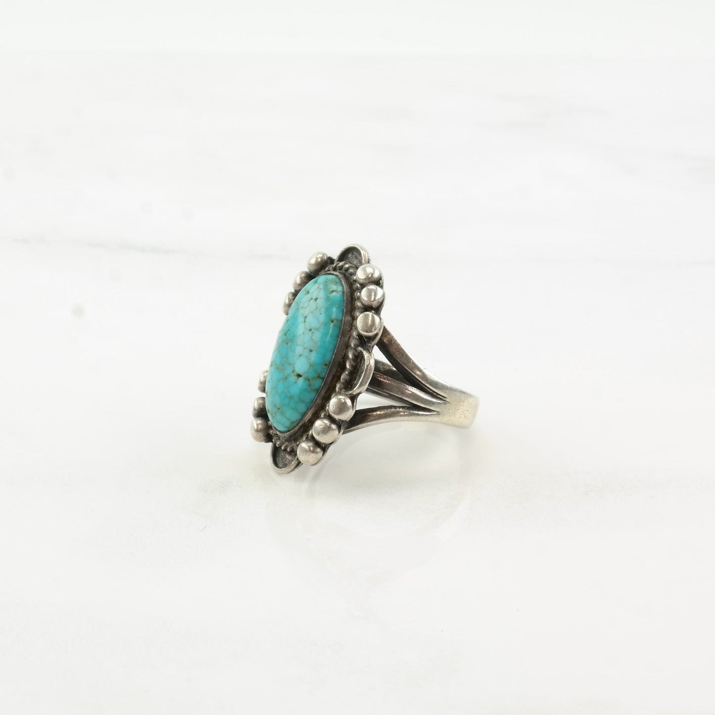 Vintage Fred Harvey Era Silver Ring Turquoise Sterling Size 6